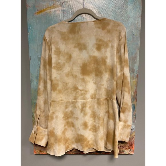 Vince Camuto NWT Women's Lg Blouse Tunic Tie Dye Spring Safari Wrap Style V-Neck - Picture 4 of 12